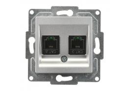 Контакт Егона за компютър и телефон сив механизъм cat.5+RJ11