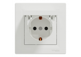 Контакт шуко с капак Asfora бял EPH3100121
