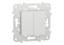 Сериен ключ с монтажна рамка 2 модулен бял NU521118