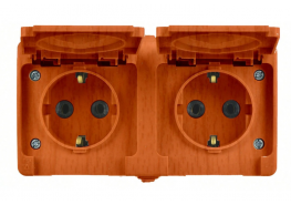 Контакт гюнсан двоен открит монтаж светъл махагон