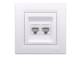 Компютърна розетка двойна 2xRJ45 сat6 UTP Asfora бяла EPH4800121