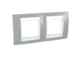 Рамка двойна Unica Plus светлосив/бял  ДО ИЗЧЕРПВАНЕ НА КОЛИЧЕСТВАТА