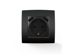 CITY КОНТАКТ ШУКО С ВИНТОВА КЛЕМА+2 USB АНТРАЦИТ