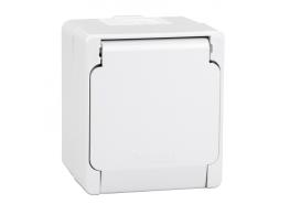 Единичен контакт Шуко за открит монтаж 2P + E-бял NML3100121 IP54