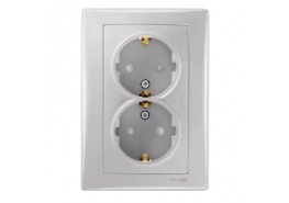 Контакт двоен шуко с детска защита сглобен Sedna алуминиев OLD SERIES разпродажба