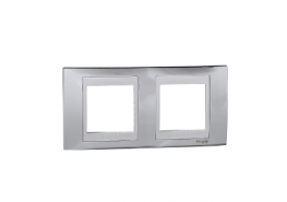 Рамка двойна Unica Plus хром/бяла  ДО ИЗЧЕРПВАНЕ НА КОЛИЧЕСТВАТА