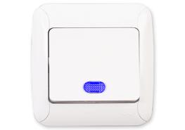 Ключ единичен светещ, схема 1 Fantasy бял