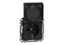 Контакт Шуко с капак антрацит IP44 SEDNA SDD214023