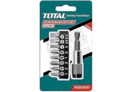 Комплект битовe и бит държач TOTAL, 9 части