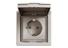 Контакт с капак Шуко, IP44 Asfora бронз