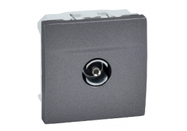 Розетка за TV женски конектор двумодулна механизъм Unica графит