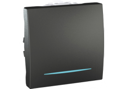 Ключ девиаторен схема 6 двумодулен 10A със синя глим лампа механизъм Unica графит