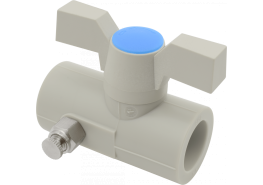 Полипропилен сферичен кран с изпусквател ф75