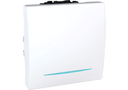 Ключ девиаторен 16А схема 6 двумодулен с индикаторна лампа Unica бял