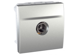 Розетка единична за TV мъжки конектор двумодулна Unica алуминий/сребрист