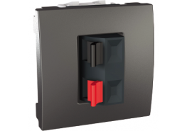 Розетка единична за аудио (високоговорител) двумодулна механизъм Unica графит