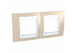 Рамка двойна Unica Plus светло бежов/бял  ДО ИЗЧЕРПВАНЕ НА КОЛИЧЕСТВАТА