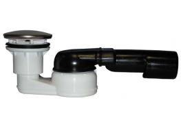 Сифон за душ-кабина DN40/50x6/4', страничен, отточна тръба на шарнирна връзка, капачка d 86мм от неръждаема и полирана стомана