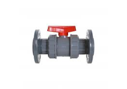 ПВЦ Кран сферичен фланшови за киселина ф32