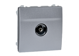 Розетка единична за TV женски конектор двумодулна механизъм Unica алуминий/сребрист