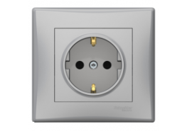 Контакт шуко с детска защита сглобен Sedna алуминиев OLD SERIES разпродажба SDN3000260