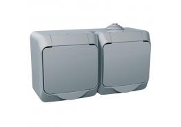 Контакт двоен открит монтаж сив WDE000623