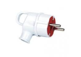 Щепсел 16А - ъглов с ухо бял