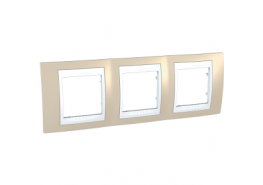 Рамка тройна Unica Plus светло бежов/бял ДО ИЗЧЕРПВАНЕ НА НАЛИЧНОСТИТЕ