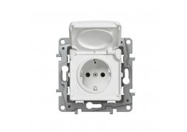 Контакт с детска защита и капак IP44 NILOE бял