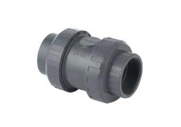 ПВЦ Възвратна клапа с пружина с два холендъра с вътрешна резба от двете страни ф90