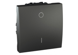 Ключ двуполюсен двумодулен 16A Unica графит