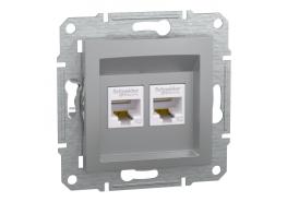 Компютърна розетка двойна 2xRJ45 сat5e UTP Asfora алуминий