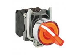 Светещ превключвател LED 2 позиции със задържане, 230V 1НО+1НЗ оранжев