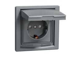 Контакт Шуко с капак и защита IP44 Asfora стомана