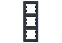 Рамка тройна вертикална Asfora антрацит