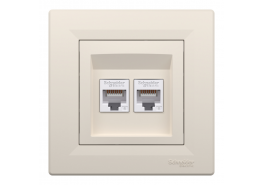 Компютърна розетка Asfora 2xRJ45 сat6 UTP крема