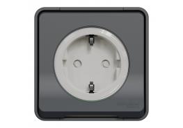 Mureva контакт шуко за открит монтаж 16A 2P+E с детска защита безвинт. свързване антрацит MUR36034