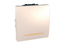 Ключ единичен схема 1 16А  двумодулен механизъм Unica слонова кост