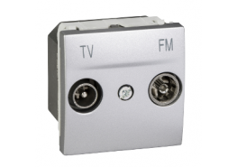 Розетка двойна за TV и радио двумодулна механизъм Unica алуминий/сребрист