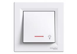 Бутон Asfora с глим лампа и символ осветление 10A безвинтов монтаж бял