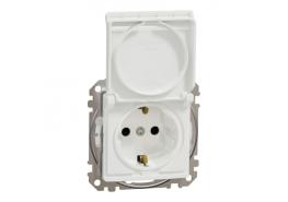 Контакт Шуко с капак бял IP44 SDD211023