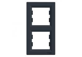 Рамка двойна вертикална Asfora антрацит