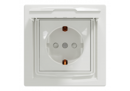 Контакт шуко със защита и капак IP44, Asfora бял