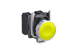 Бутон етален жълт, 22 мм пружинно връщане без маркировка 1NO