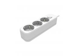 Разклонител троен бял с ключ с 3м кабел