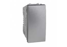 Ключ лихт бутон едномодулен 10A 250VAC механизъм Unica сребрист/алуминий