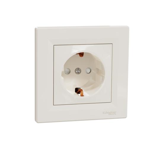 Контакт Шуко със детска защита Asfora крем main image