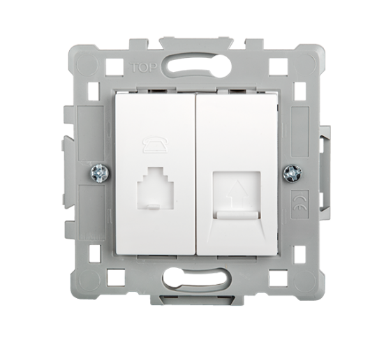 Контакт RJ11+RJ45 БЯЛ EL0646 SPLENDOR main image