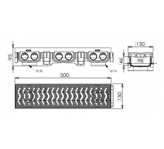 Канал отводнителен 130мм/95мм с пластмасова решетка 0.5 метрa main image