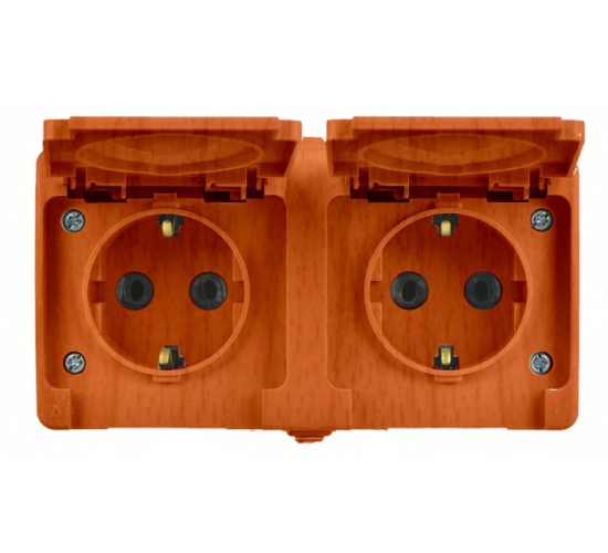 Контакт гюнсан двоен открит монтаж светъл махагон main image